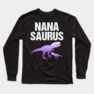 Cute Dinosaur T-rex Adult _ Kids Happy Shirt Nana Saurus Long Sleeve T-Shirt